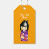 こけ日本のし人形の水絵画色 ギフトタグ (正面)