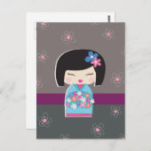 こけ日本のし人形はがき ポストカード (正面/裏面)