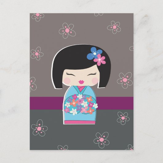 こけ日本のし人形はがき ポストカード (正面)
