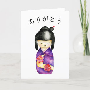 こけ日本のし人形 サンキューカード