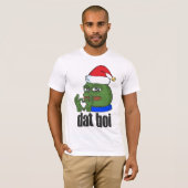 ここおもしろいのクリスマス帽子とダットボイ来顔 Tシャツ (正面フル)