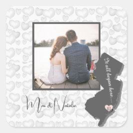 ここからすべてが始まった　ニュージャージー　ハートの写真 スクエアシール