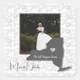 ここからすべては始まった ニューヨーク フォト ハート スクエアシール