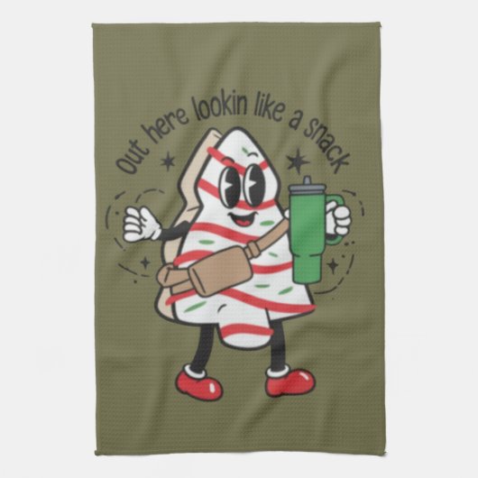 ここからスナックのクリスマスツリーケーキのように見える キッチンタオル (縦)