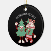 ここからスナックのクリスマスツリーケーキのように見える セラミックオーナメント (左)