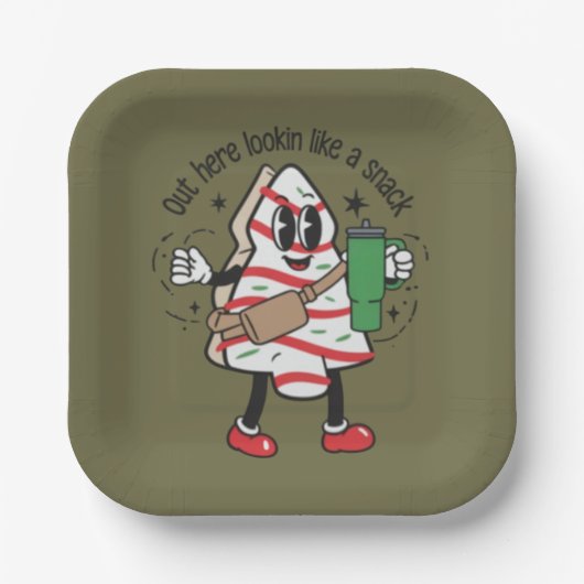 ここからスナックのクリスマスツリーケーキのように見える ペーパープレート (正面)