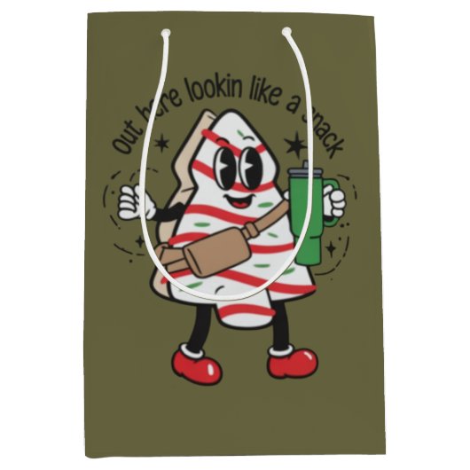 ここからスナックのクリスマスツリーケーキのように見える ミディアムペーパーバッグ (正面)