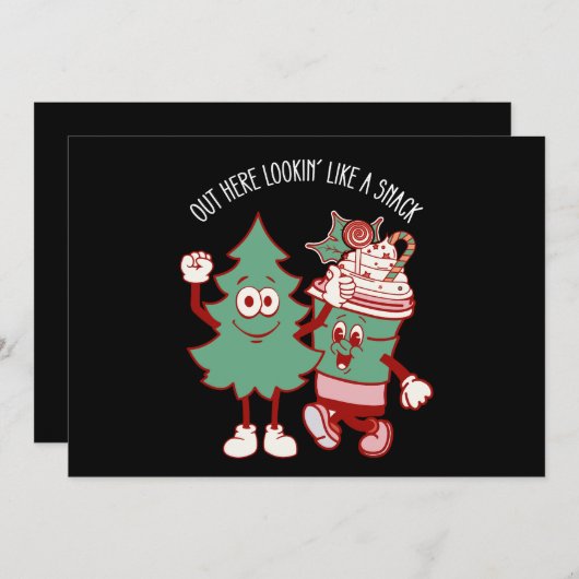 ここからスナックのクリスマスツリーケーキのように見える 招待状 (正面/裏面)