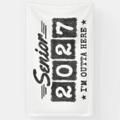ここから出発! 卒業おめでとう レトロ シニア 2027年度卒業生 横断幕 (縦)