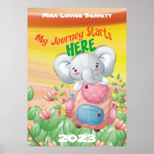 ここから私の旅が始まる - 名前 子供部屋 ポスター (正面)