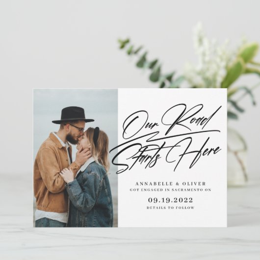 ここから道が始まる | フォト婚約 案内状 (スタンド正面)