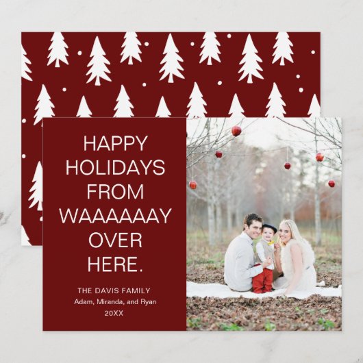 ここから遠く離れてのホリデーシーズン、お写真付きで シーズンカード (正面/裏面)