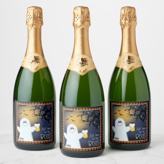 ここかわいいおもしろい幽霊インスピレーション スパークリングワインラベル (ボトル)