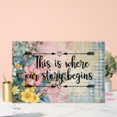 ここが私たちの物語の始まる引用文 アクリルサイン (ウェディング)