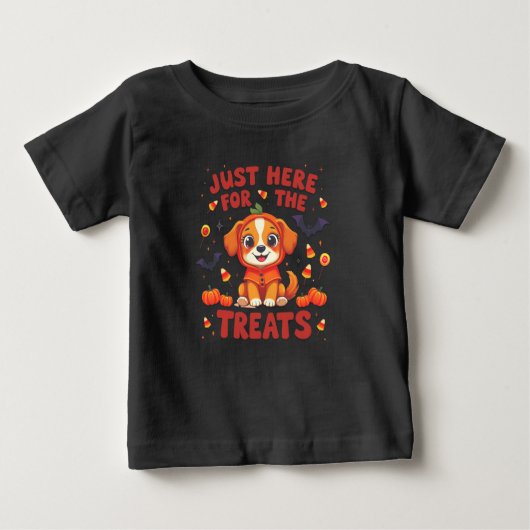 ここでお菓子のハロウィーン ベビーTシャツ (正面)