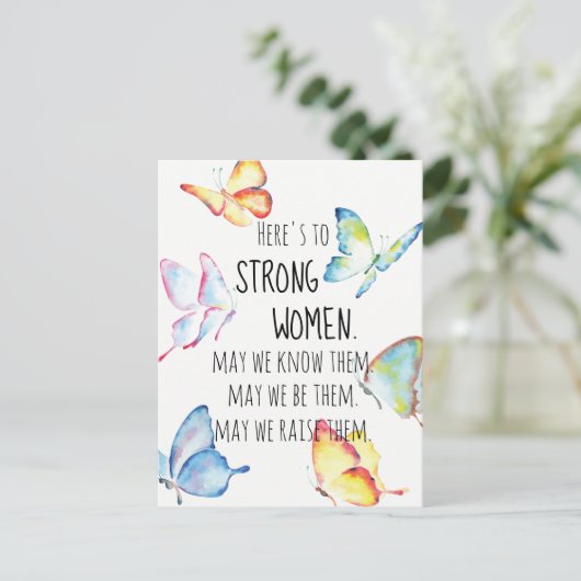 ここでは強い女性の水の色の蝶 ポストカード (スタンド正面)