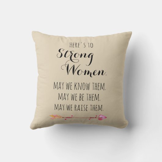 ここでは強い女性の水色の矢印引用文 クッション (裏面)