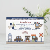 ここでは、そこら、どこでも男の子の赤ちゃんシャワー招待状 招待状 (スタンド正面)