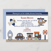 ここでは、そこら、どこでも男の子の赤ちゃんシャワー招待状 招待状 (正面/裏面)