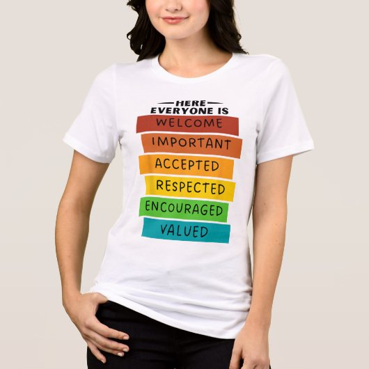 ここでは、誰もが歓迎の重要な受け入れ応答 トライブレンドTシャツ (正面)