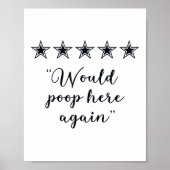 ここでウンチを再びおもしろいバスルームのサイン ポスター (正面)