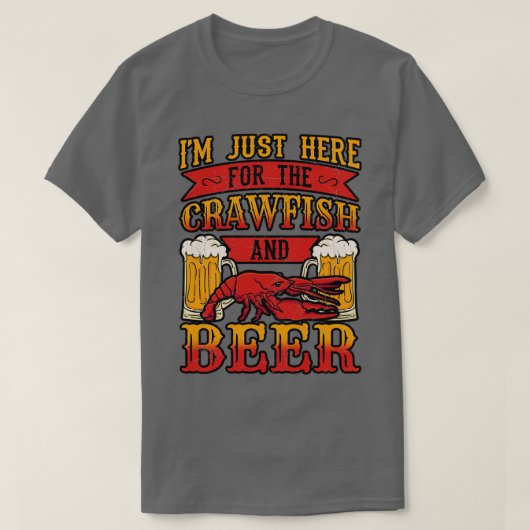 ここでザリガニとビールを Tシャツ (デザイン正面)
