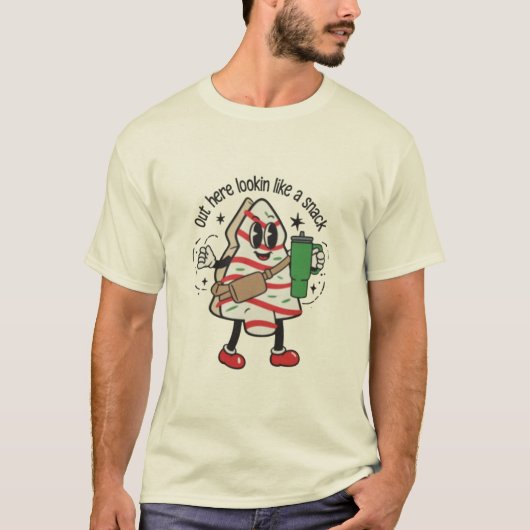 ここでスナックみたいなクリスマスツリーケーキに見える、 Tシャツ (正面)