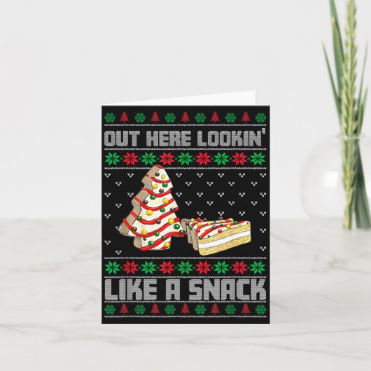 ここでスナックみたいに見える デビーカークリスマスツリー カード (正面)