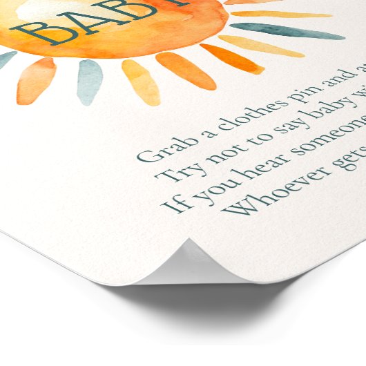 ここでベビーを言わない来この息子の赤ちゃんシャワーのゲーム ポスター (角)