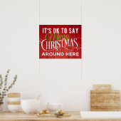 ここでメリークリスマスを言ってもよのまわりにい！サイン ポスター (キッチン)