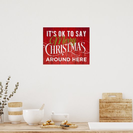 ここでメリークリスマスを言ってもよのまわりにい！サイン ポスター (キッチン)