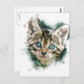 ここで子猫子猫...美しい水絵画色 ポストカード (正面/裏面)