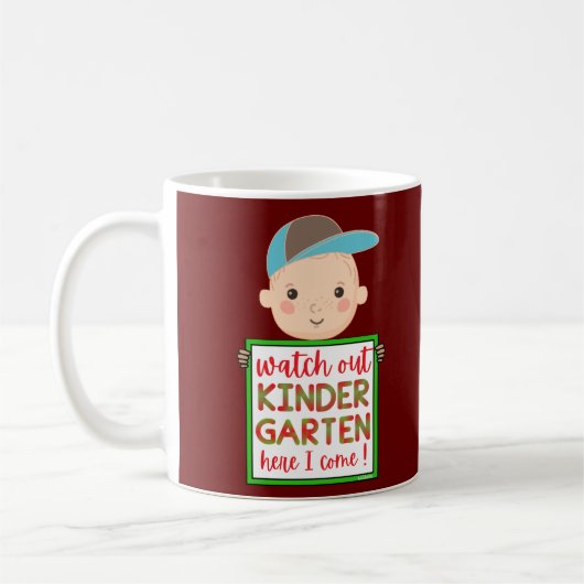 ここで幼稚園を見てかわい来おもしろいい コーヒーマグカップ (左)