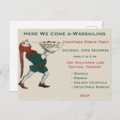 ここで我々来はワセイリングのビンテージクリスマスパーティー ポストカード (正面/裏面)