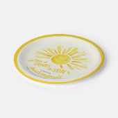 ここで来は、息子の黄色い太陽の白い赤ちゃんシャワー ペーパープレート (アングル)