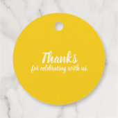 ここで来は、息子の黄色の太陽の赤ん坊のシャワーの好意 フェイバータグ (裏面)