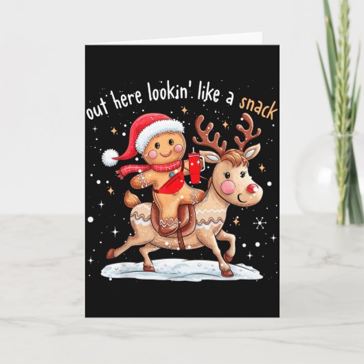 ここで楽しそうなお菓子みたいなクリスマスジンジャーブレッド カード (正面)