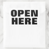 ここで開く 長方形シール (バッグ)