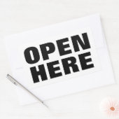 ここで開く 長方形シール (封筒)