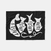 ここで魚の釣りおもしろいギフト魚釣り愛好家パパ フリースブランケット (正面(横))