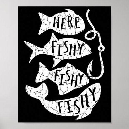 ここで魚の釣りおもしろいギフト魚釣り愛好家パパ ポスター (正面)