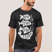 ここで魚の釣りおもしろいギフト魚釣り愛好家パパ Tシャツ (正面)