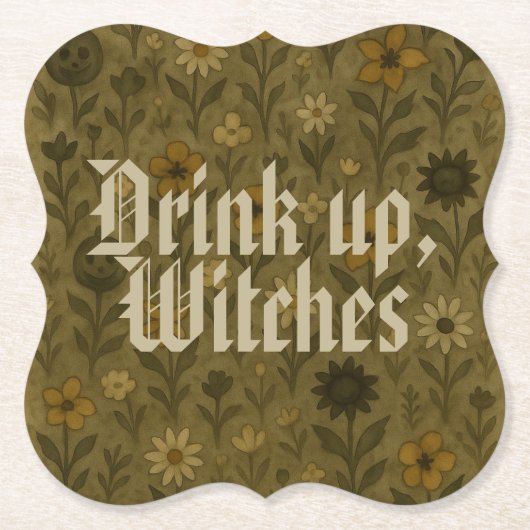 ここで"Boos"飲み上げ、魔女 ペーパーコースター (正面)