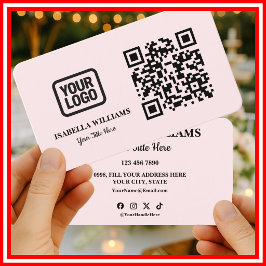 ここにあなたのロゴ シンプル モダン ピンク ウェブサイト QR コード 名刺