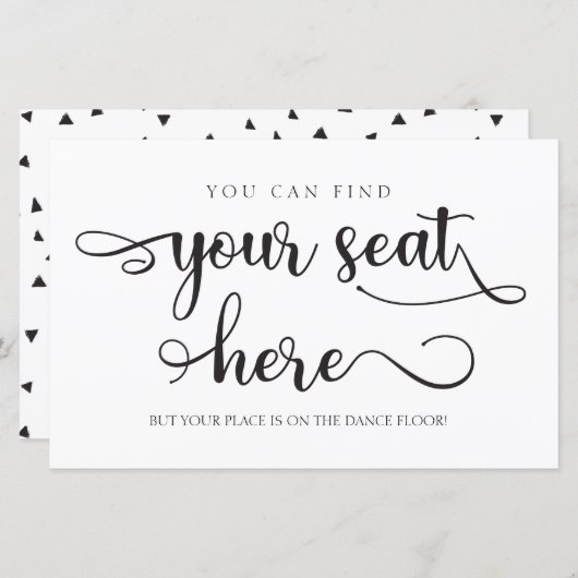 ここにあなたの席を見つけることができるブラック結婚ズ・サイン (正面/裏面)