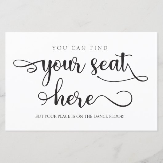 ここにあなたの席を見つけることができるブラック結婚ズ・サイン (正面)