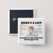 ここにありますホルモン(内分泌)のいくつかのリストは 缶バッジ (正面&裏面)