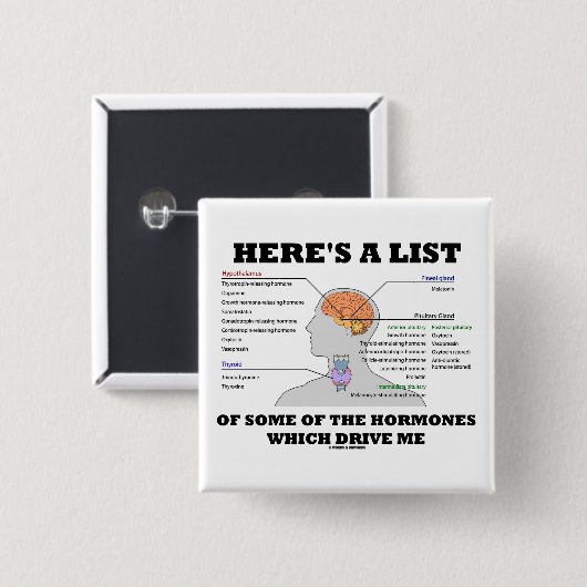 ここにありますホルモン(内分泌)のいくつかのリストは 缶バッジ (正面&裏面)