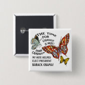 ここにあります、オバマの勝利変えて下さい! 缶バッジ (正面&裏面)