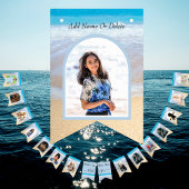 「ここにいたらな」青いビーチの写真テンプレート バンティングフラッグ